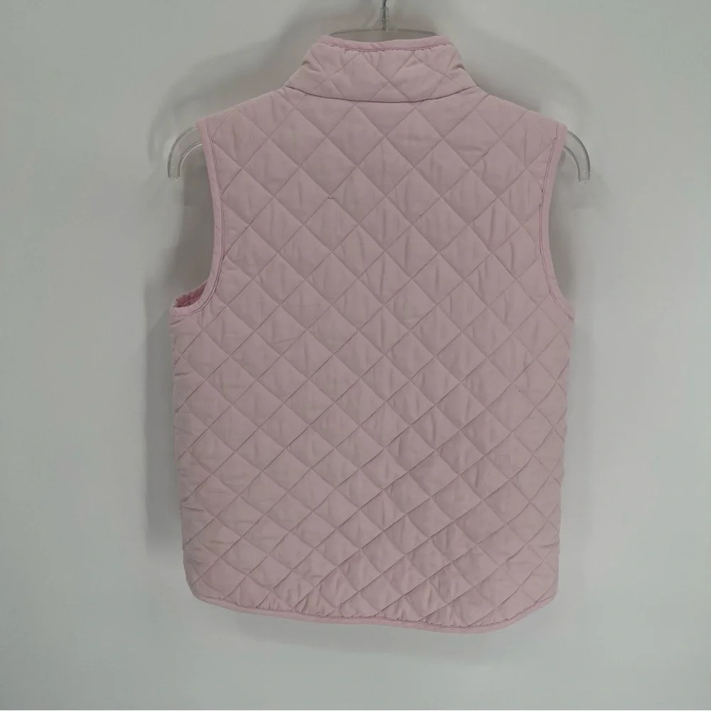 J Crew Crewcuts Girls Pink Quilted Vest Zip Front Size 10 Pockets Sleeveless